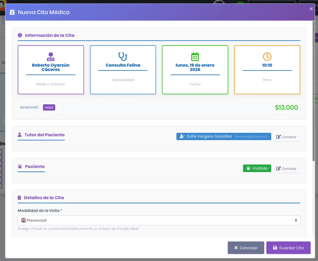 Agenda Médica Veterinaria Wirevet