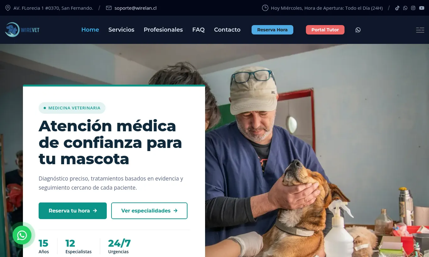 Sitio de clínica veterinaria con la plantilla Clínica Profesional