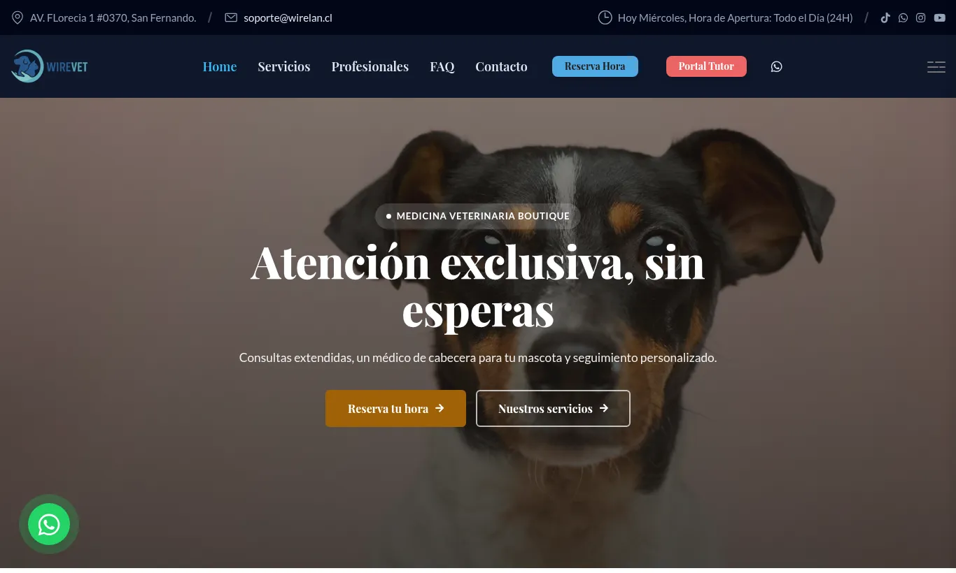 Sitio de clínica veterinaria con la plantilla Boutique Premium