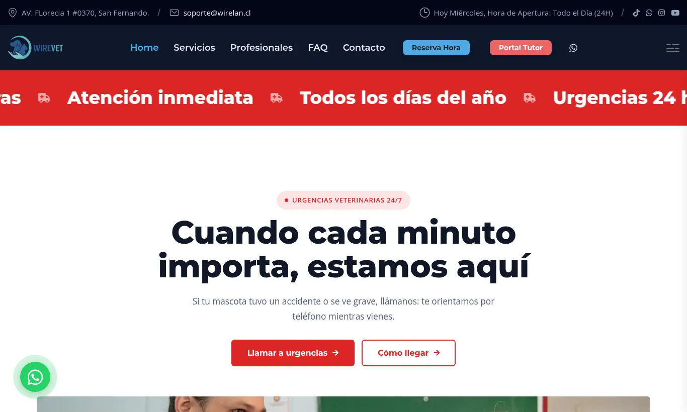 Sitio de clínica veterinaria con la plantilla Urgencias 24/7