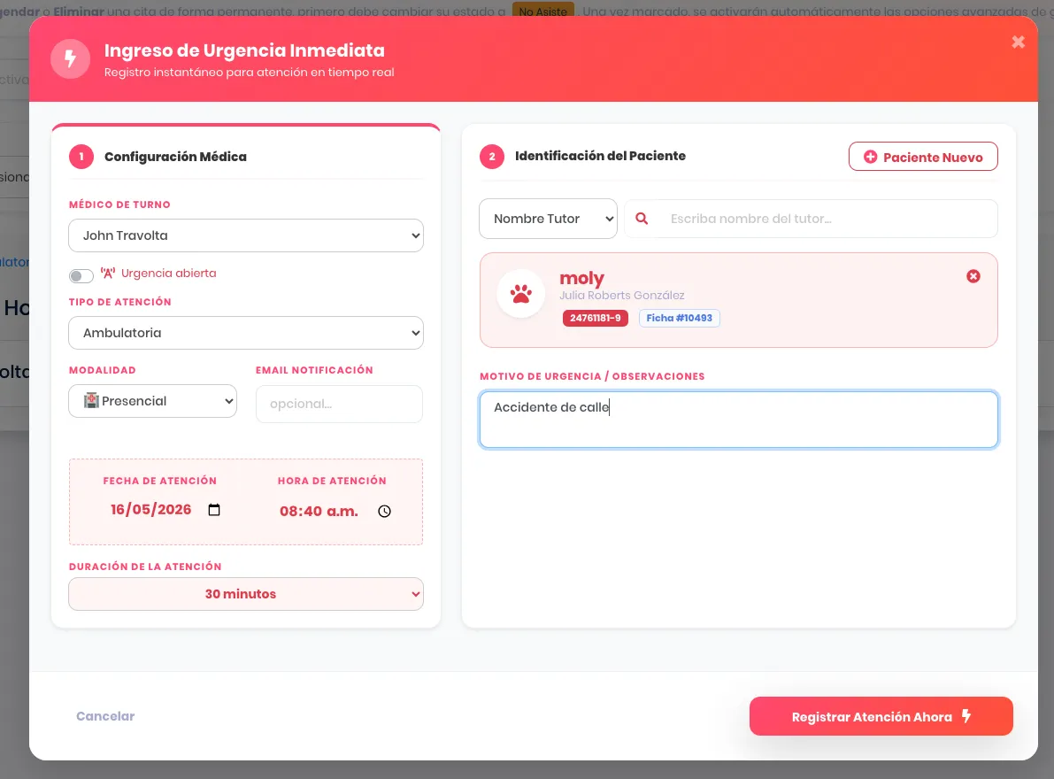 Agenda de Urgencias Veterinaria Wirevet