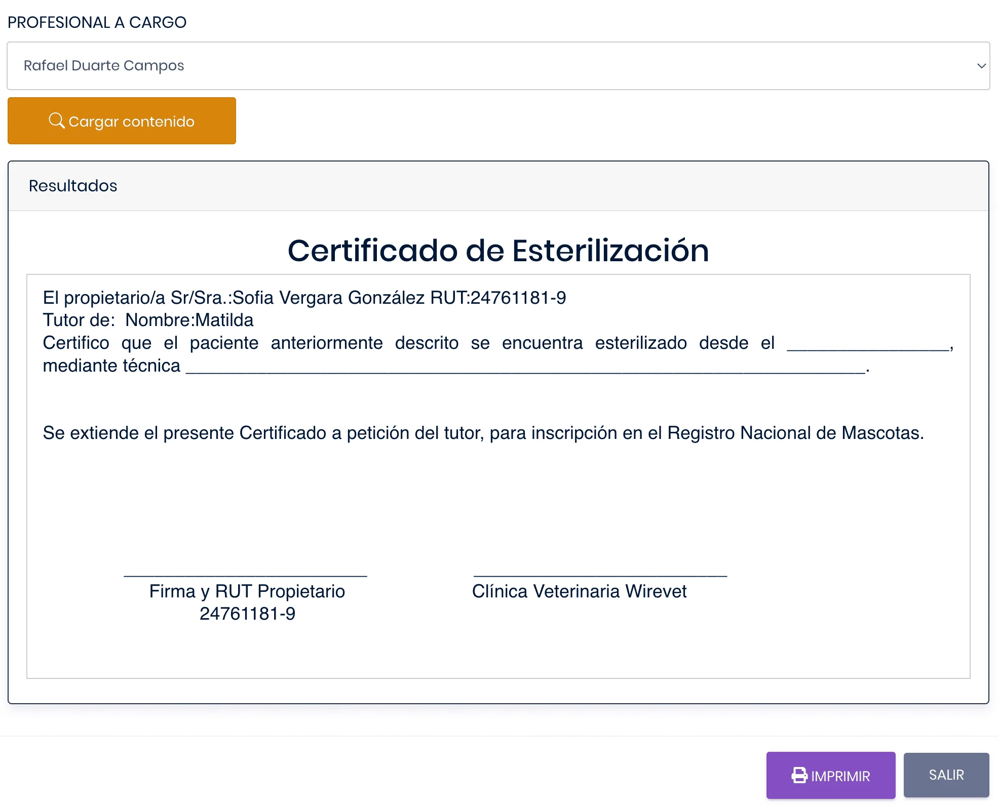 Documentos Prestablecidos en Wirevet