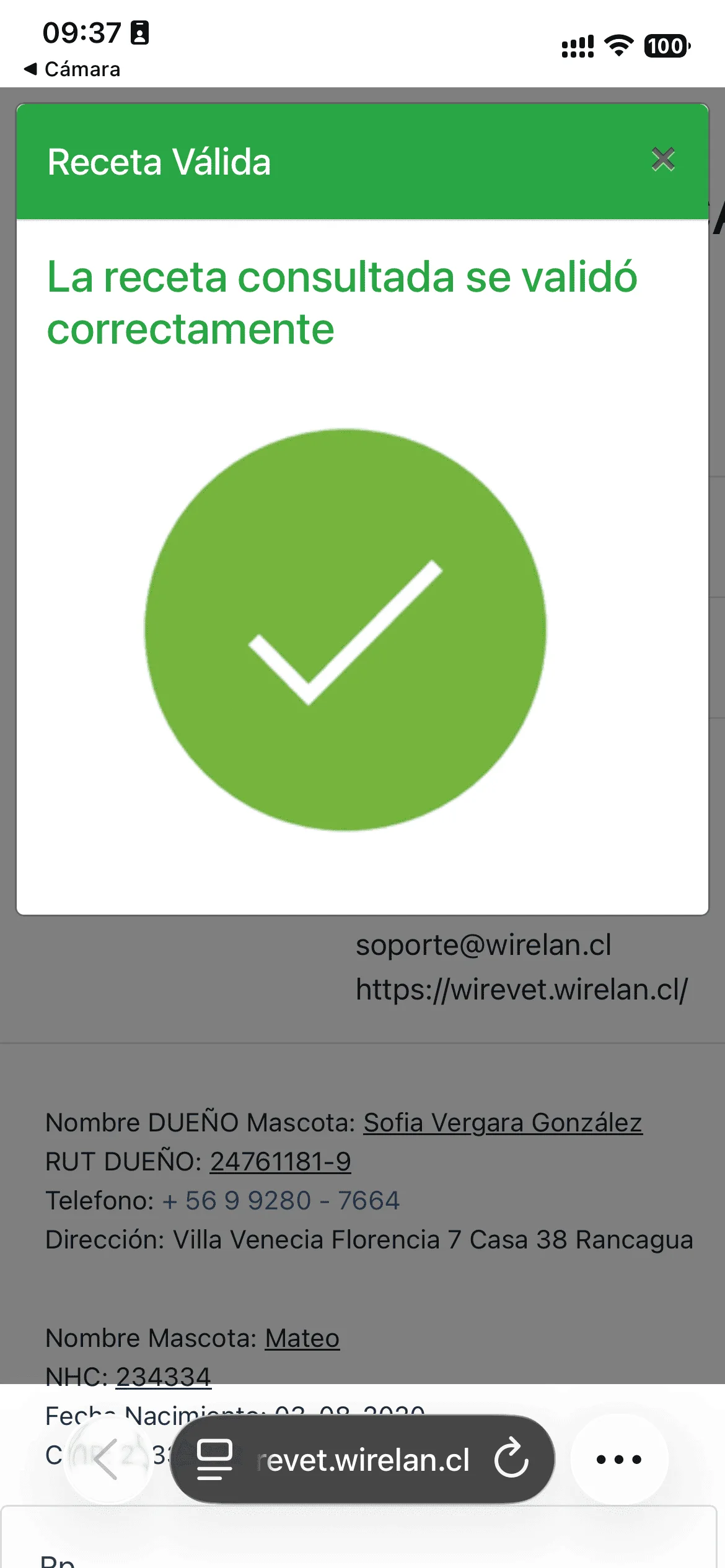 Validación de Receta Electrónica Wirevet